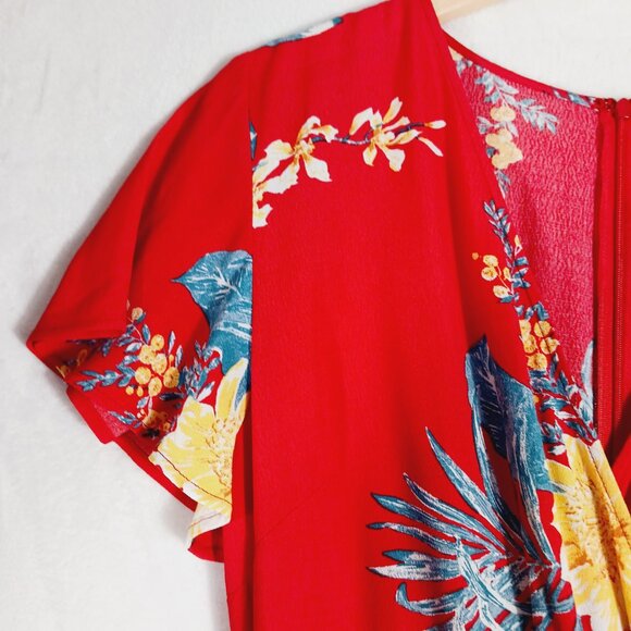 Leith, Red Floral Maxi Dress, Size Small, Short Sleeve, Cottage Core, Vacation, - Picture 6 of 15